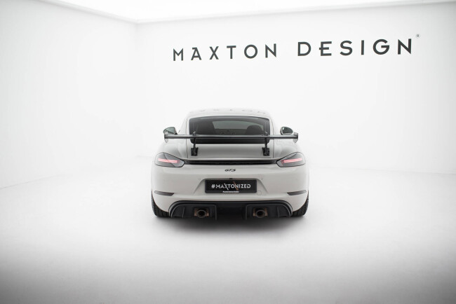Maxton Design Carbon Heckflügel Heckspoiler mit Schwanenhals Halterungen V.1 für Porsche 718 Cayman 982c