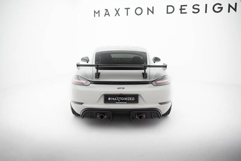 Maxton Design Carbon Heckflügel Heckspoiler mit Schwanenhals Halterungen V.2 für Porsche 718 Cayman 982c