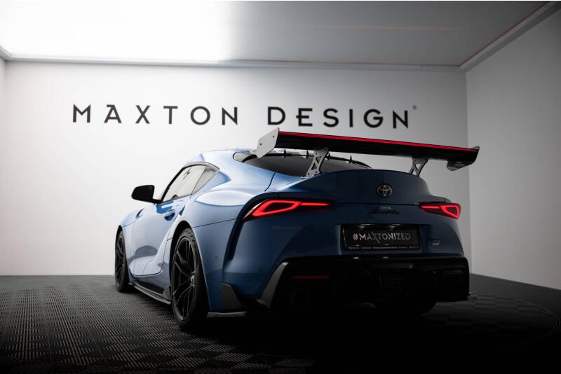 Maxton Design Carbon Heckflügel Heckspoiler mit Standfuß außen und LED für Toyota Supra Mk5