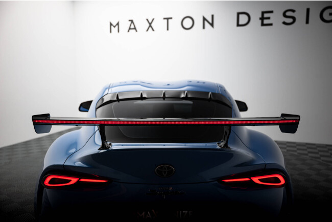 Maxton Design Carbon Heckflügel Heckspoiler mit Standfuß außen und LED für Toyota Supra Mk5