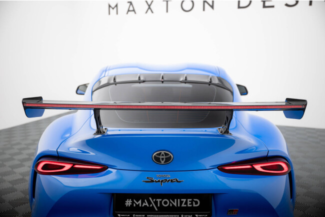Maxton Design Carbon Heckflügel Heckspoiler mit Standfuß außen und LED für Toyota Supra Mk5