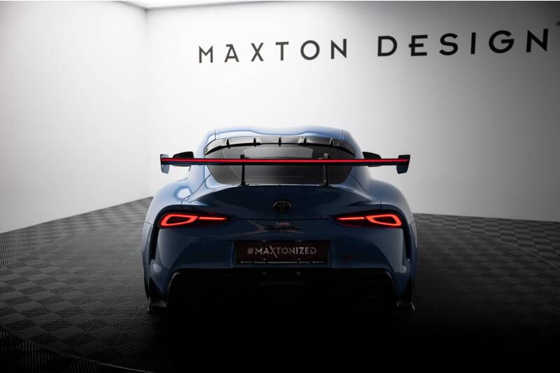 Maxton Design Carbon Heckflügel Heckspoiler mit Schwanenhals Halterungen und LED für Toyota Supra Mk5
