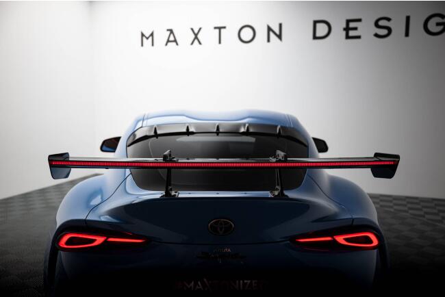 Maxton Design Carbon Heckflügel Heckspoiler mit Schwanenhals Halterungen und LED für Toyota Supra Mk5