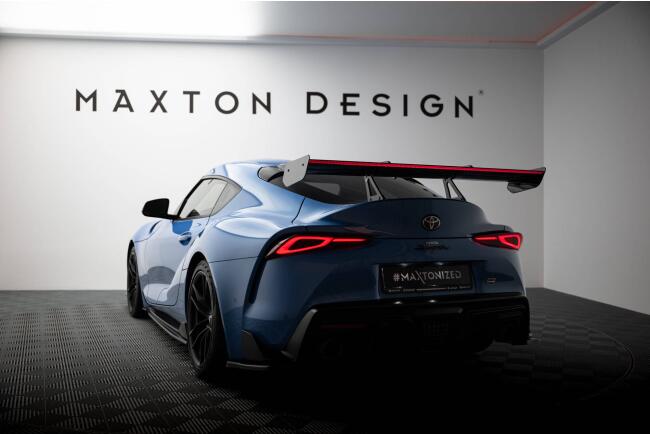 Maxton Design Carbon Heckflügel Heckspoiler mit Schwanenhals Halterungen und LED für Toyota Supra Mk5