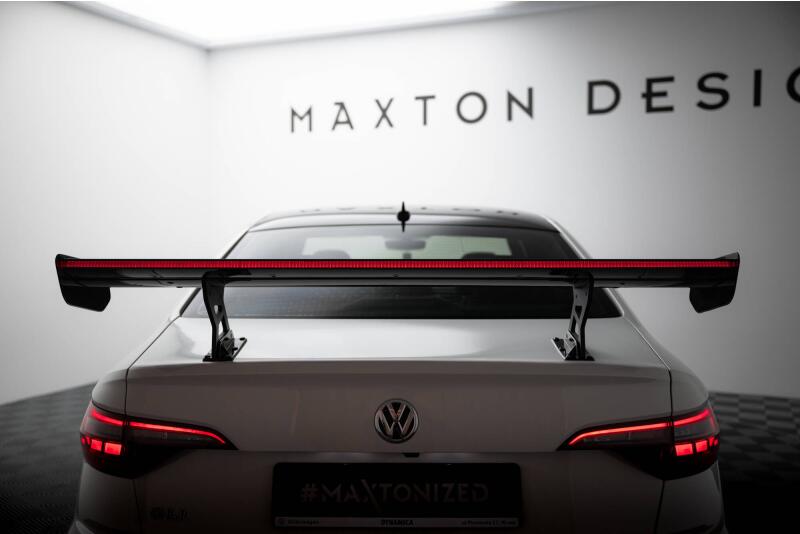 Maxton Design Carbon Heckflügel Heckspoiler mit Standfuß innen und LED für VW Jetta GLI Mk7