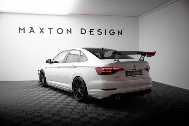 Maxton Design Carbon Heckflügel Heckspoiler mit Standfuß innen und LED für VW Jetta GLI Mk7