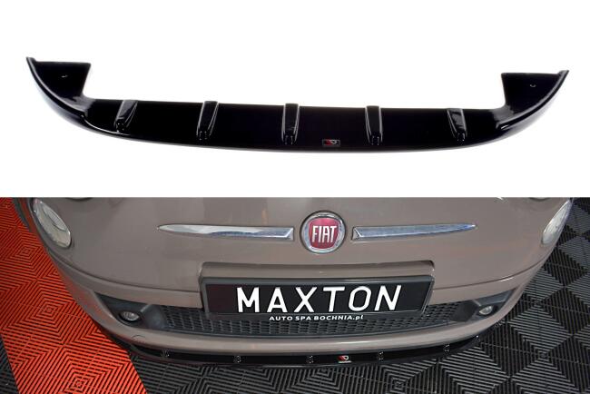 Maxton Design Frontlippe V.1 für Fiat 500 Hatchback vor Facelift Hochglanz schwarz