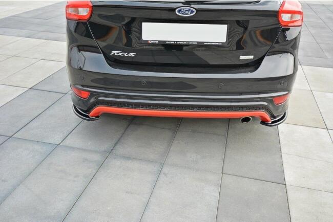 Maxton Design Diffusor Flaps für Ford Focus ST-Line Mk3 Facelift Hochglanz schwarz