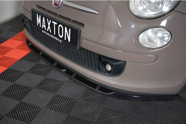 Maxton Design Frontlippe V.1 für Fiat 500 Hatchback vor Facelift matt schwarz