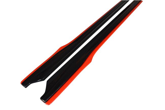 Maxton Design Seitenschweller (Paar) V.2 für Subaru BRZ / Toyota GT86 Facelift Hochglanz schwarz mit roten Streifen