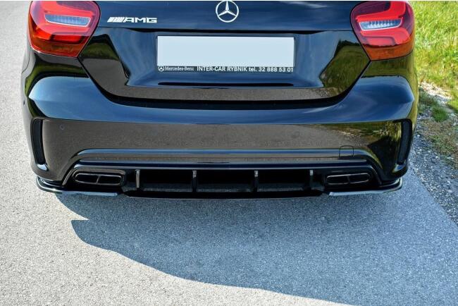 Maxton Design Diffusor Flaps für Mercedes A-Klasse W176 AMG Facelift Hochglanz schwarz
