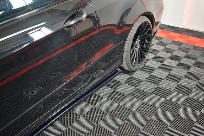 Maxton Design Seitenschweller (Paar) für Mercedes E-Klasse W207 / C207 Coupe AMG-Line Hochglanz schwarz