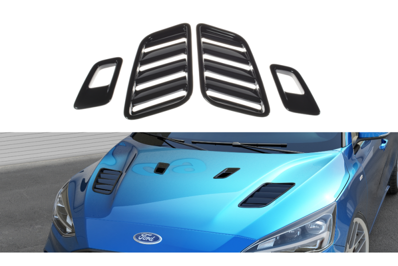 Maxton Design Motorhauben Luftschlitze für Ford Focus Mk4 Hochglanz schwarz