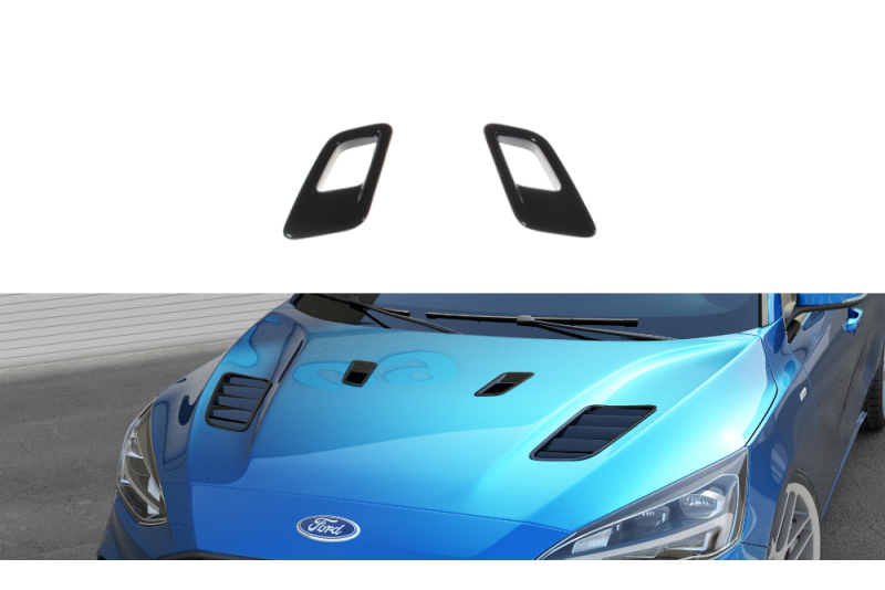 Maxton Design Motorhauben Luftschlitze für Ford Focus Mk4 (klein) Hochglanz schwarz